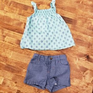 Lucky brand baby girl shorts- 12 months w/tank